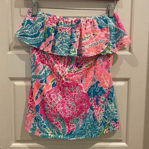 Lilly Pulitzer Wiley Tube Top Lets Cha Cha Neon | S